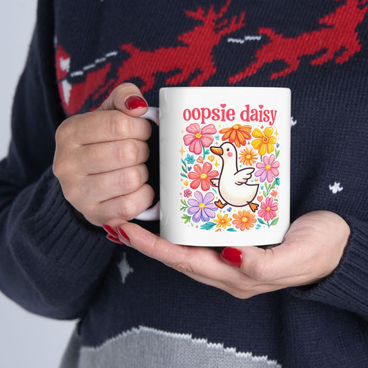 Cute Daisy Floral Ceramic Mug - Aesthetic Flower Garden Gift for Her (11oz)