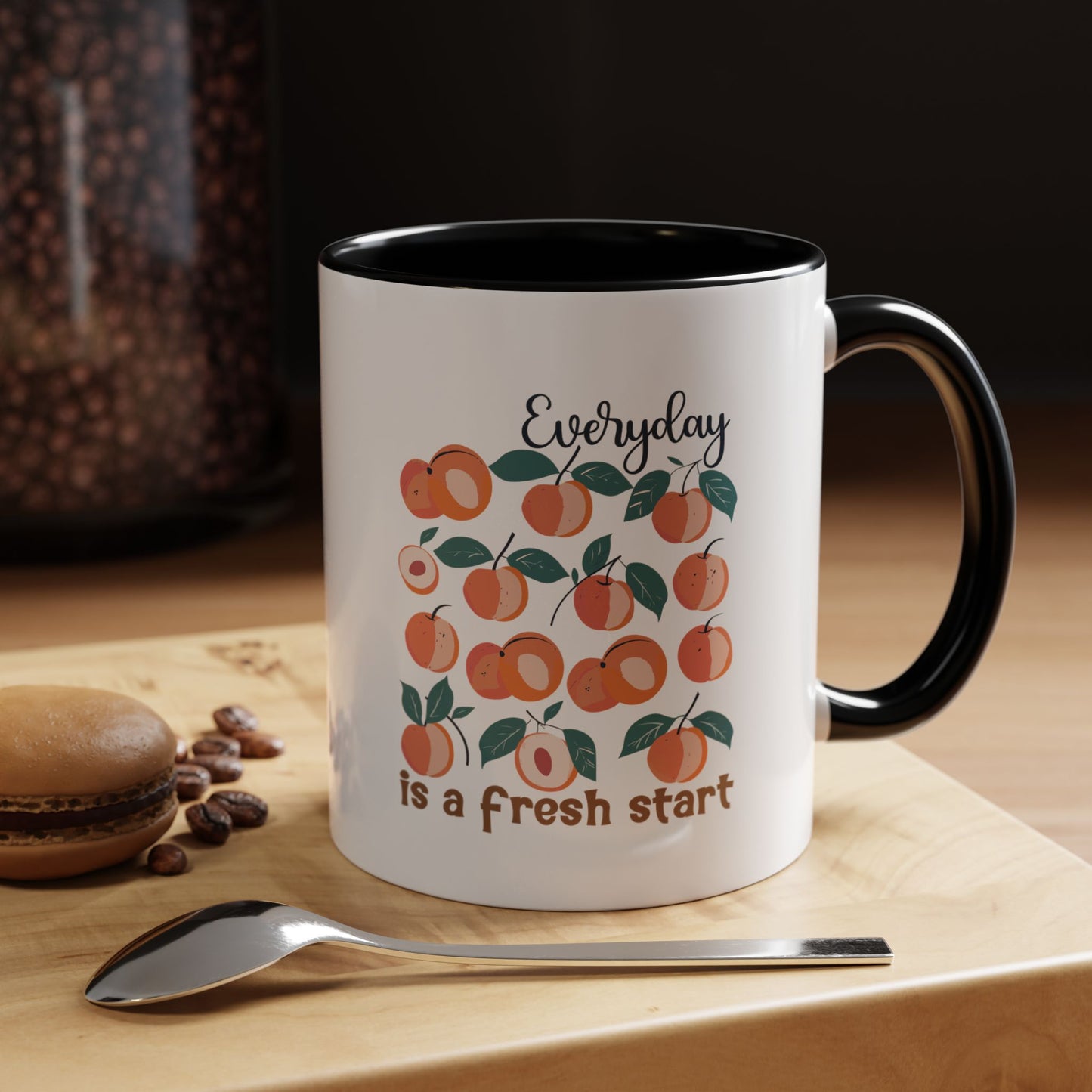 Everyday Is a Fresh Start Peach Accent Coffee Mug