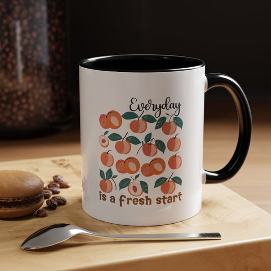 Everyday Is a Fresh Start Peach Accent Coffee Mug