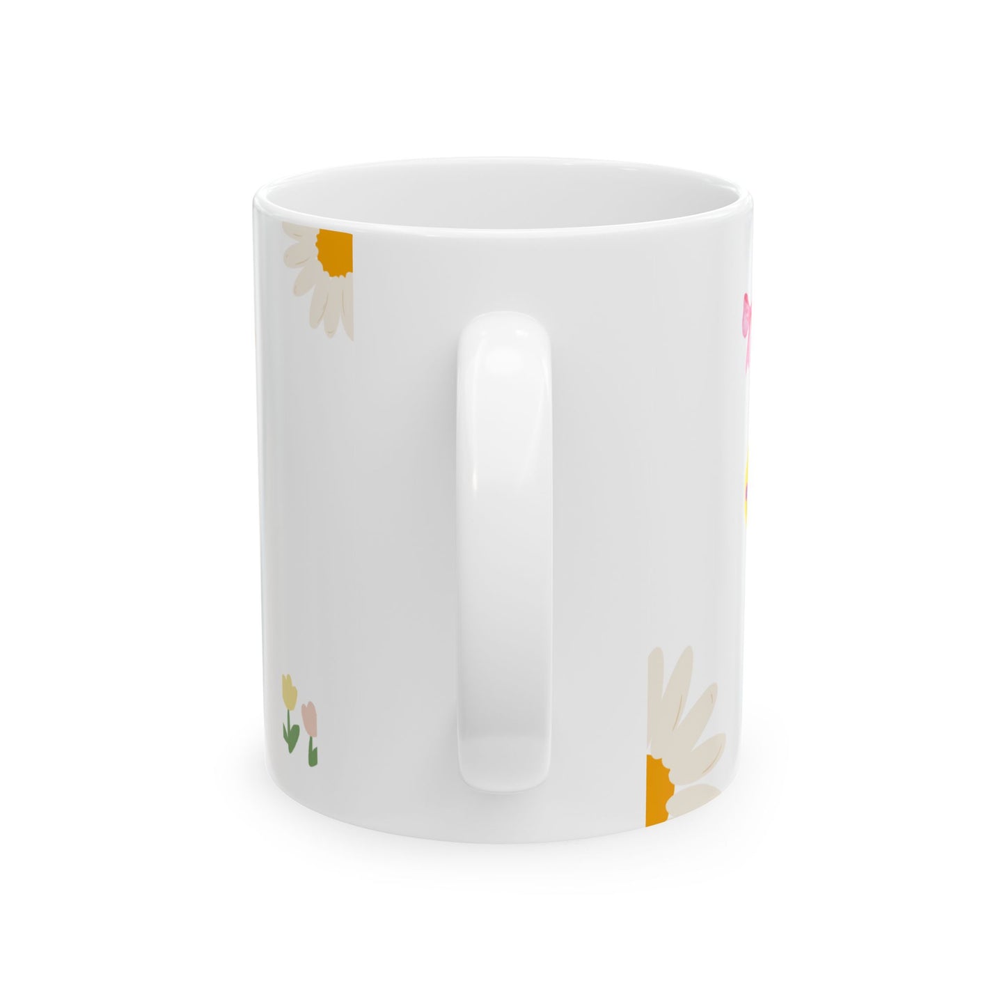 Aesthetic Retro Smiley & Flowers Ceramic Mug – 11oz / 15oz Cute Coffee Cup