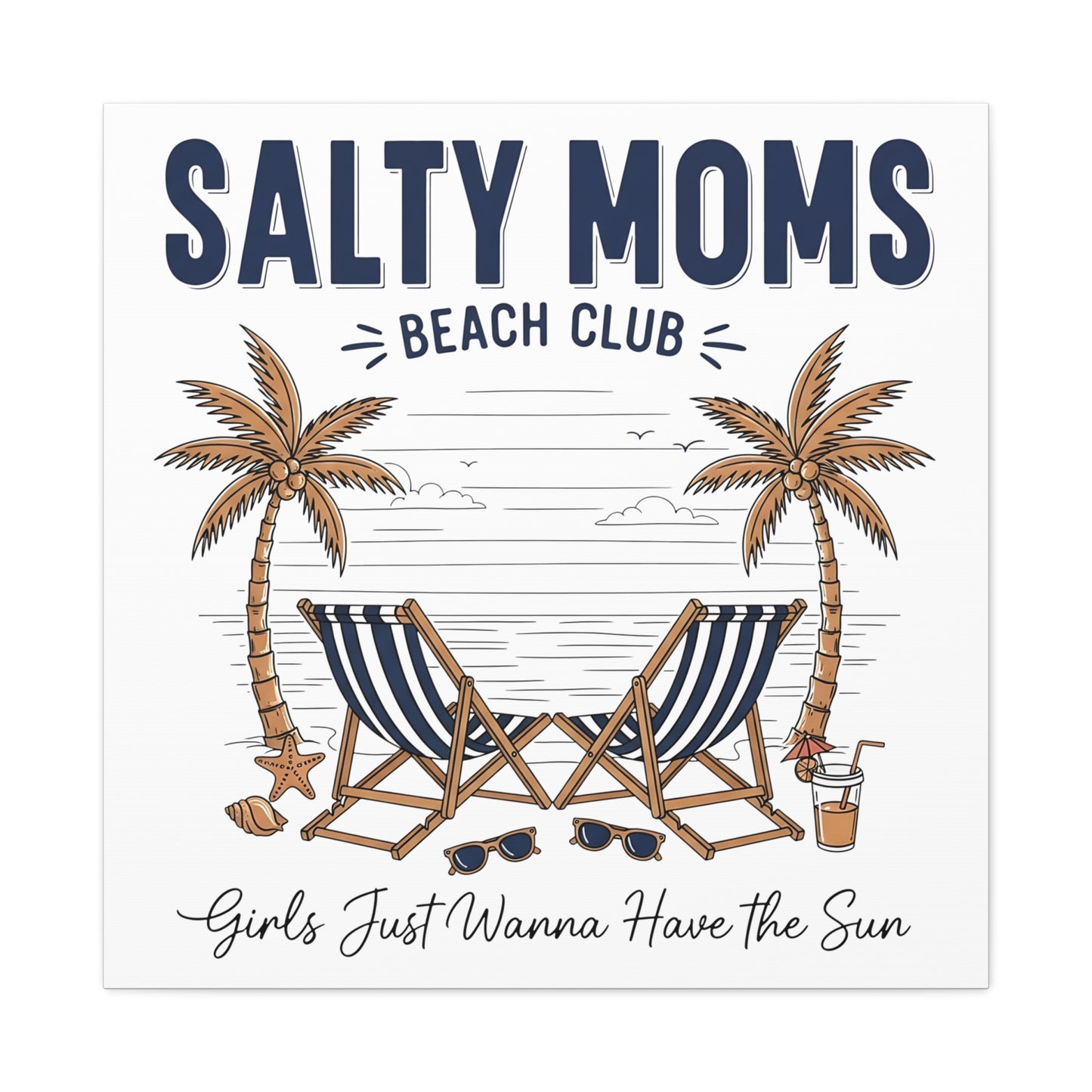 Salty Moms Beach Club Canvas Wall Art