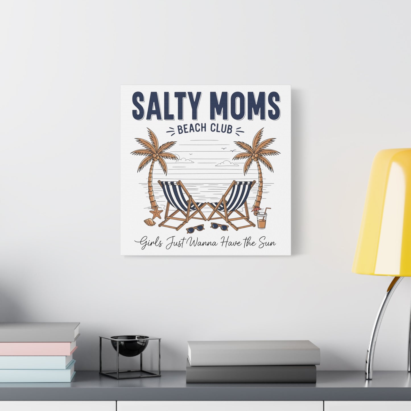 Salty Moms Beach Club Canvas Wall Art