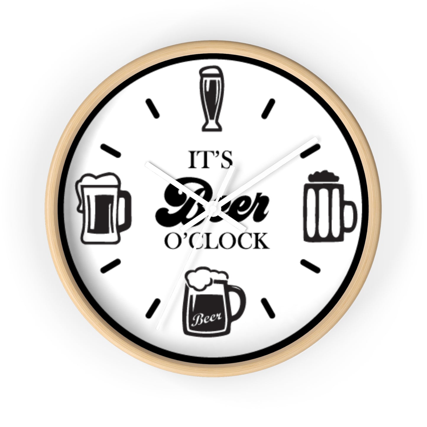 Retro Wood "It's Beer O'Clock" Wall Clock - Funny Beer Mug Home Bar Decor