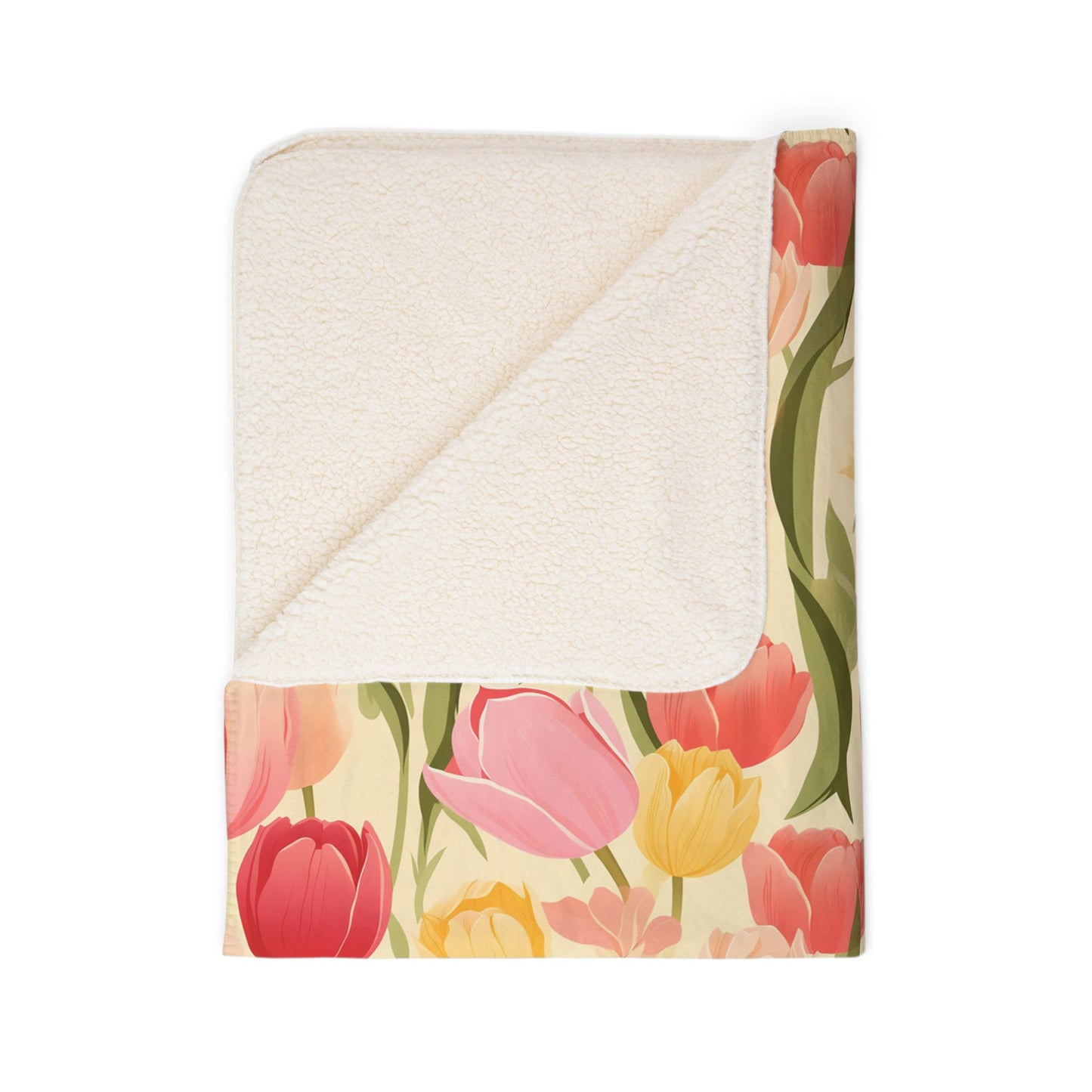 Spring Tulip Fleece Sherpa Blanket