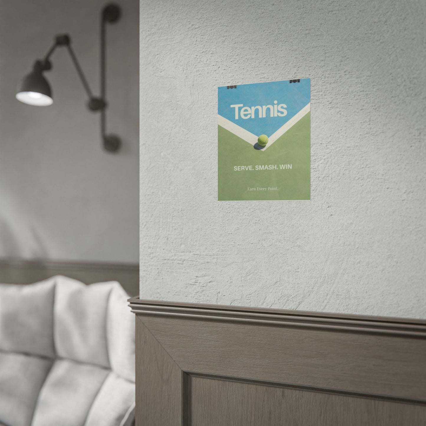 Tennis Court Wall Art Poster — Earn Every Point Minimalist Sports Print | Matte Vertical Tennis Ball Canvas for Room & Gym Decor