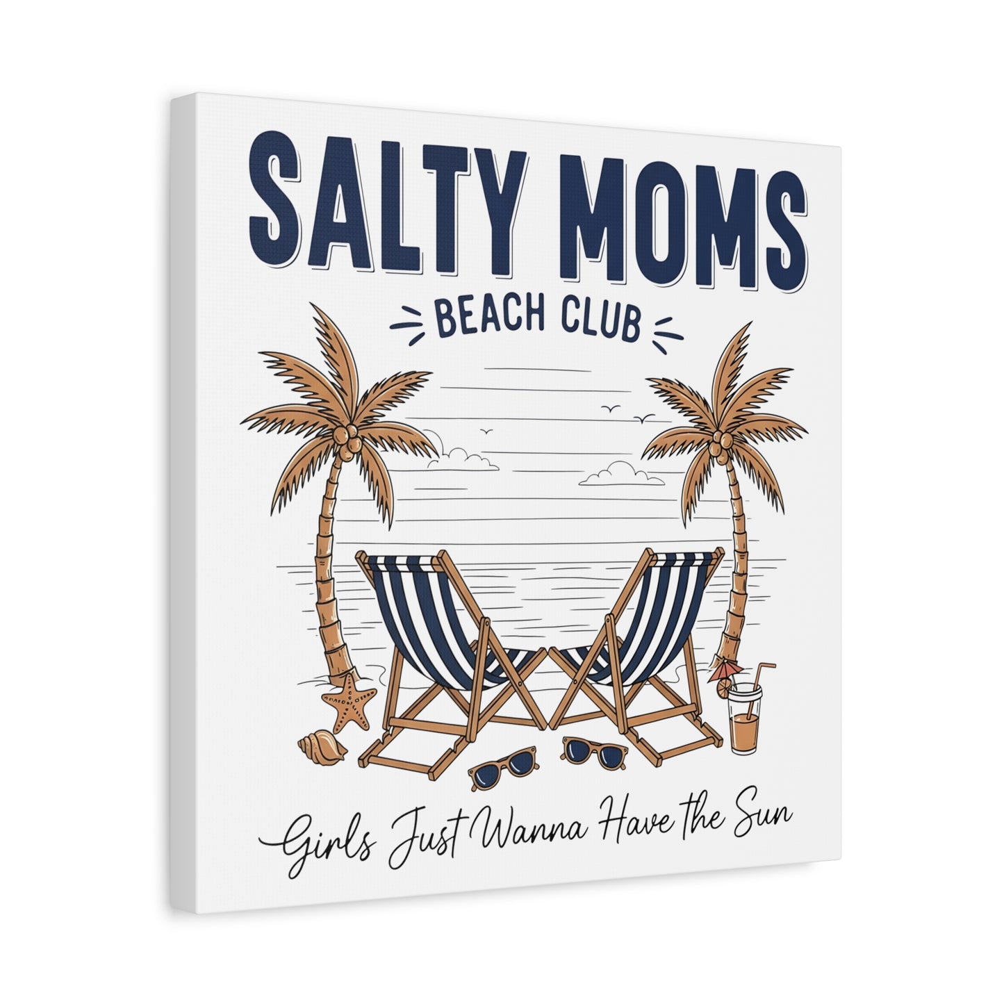 Salty Moms Beach Club Canvas Wall Art