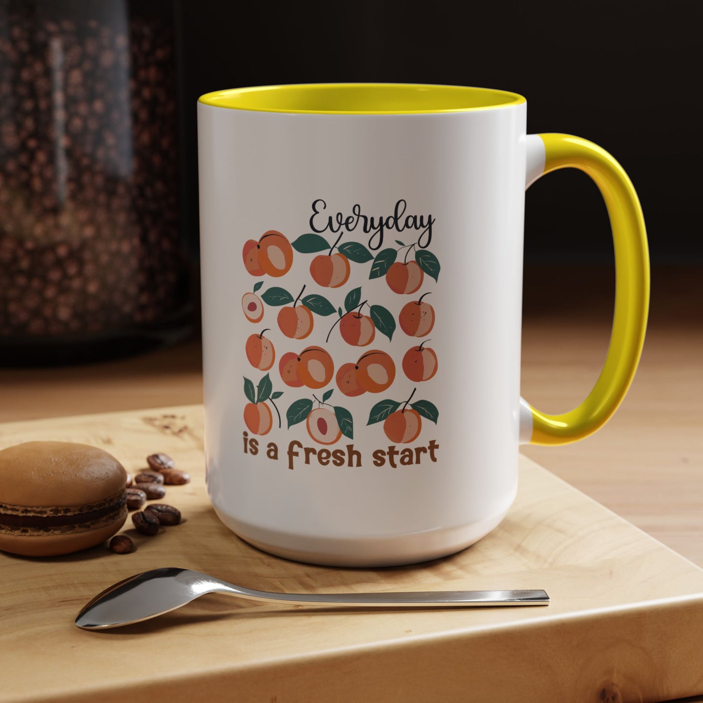 Everyday Is a Fresh Start Peach Accent Coffee Mug